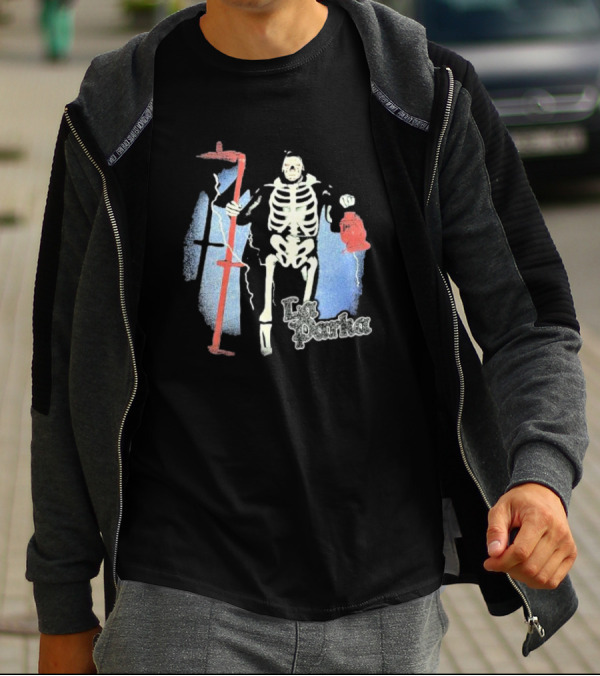 Lucha Box Mystery La Parka Skeleton With Scythe And Lantern T-Shirt