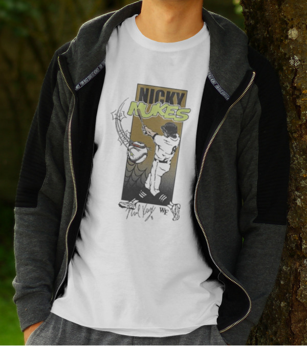 Nicky Nukes Baseball Player Batting With Spider T-Shirt