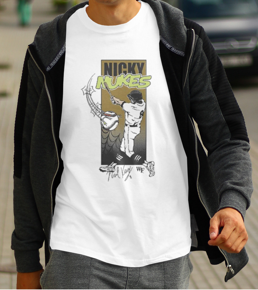 Nicky Nukes Baseball Player Batting With Spider T-Shirt