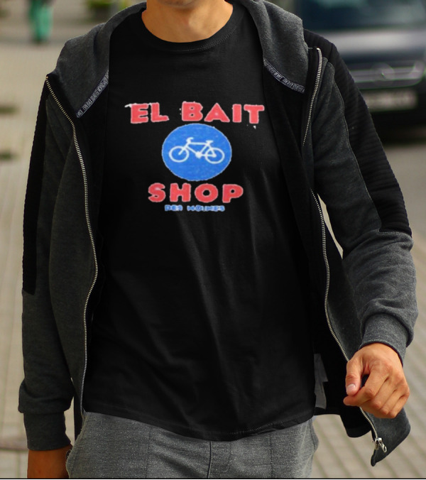 El Bait Bike Shop Des Moines With Blue Bicycle T-Shirt