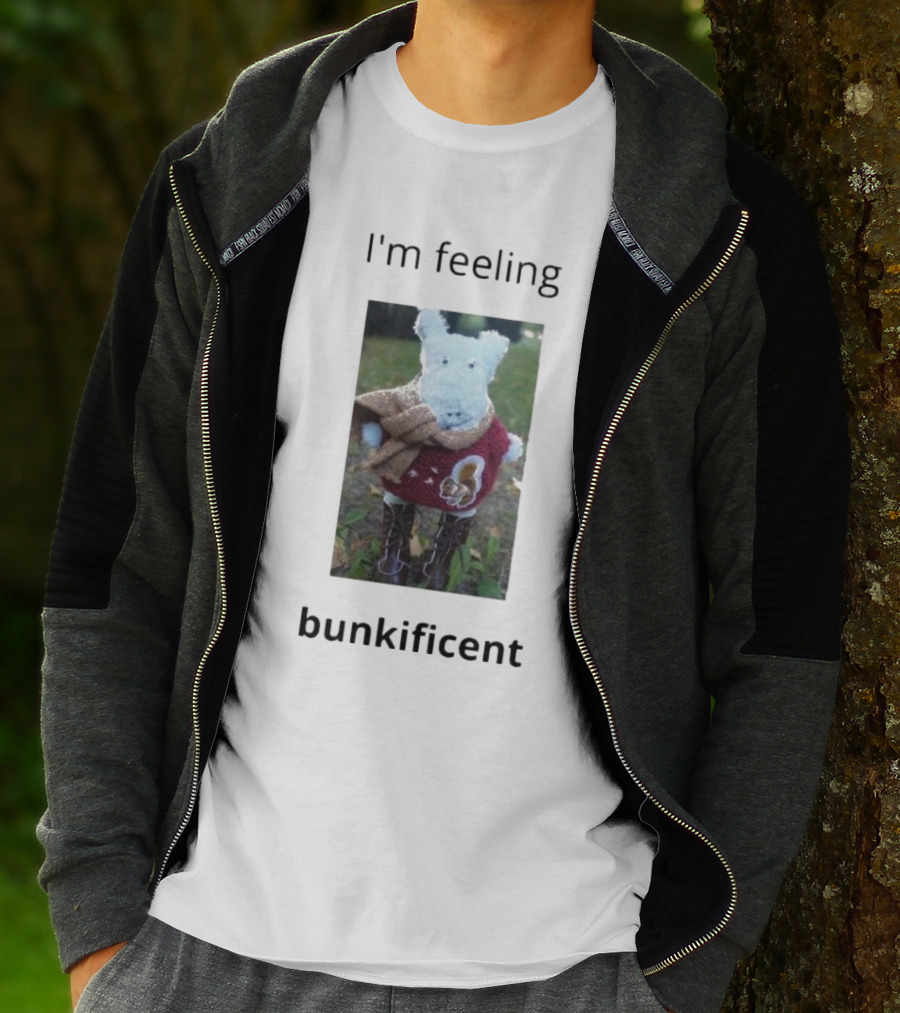 I'm Feeling Bunkificent Stuffed Animal In Scarf T-Shirt