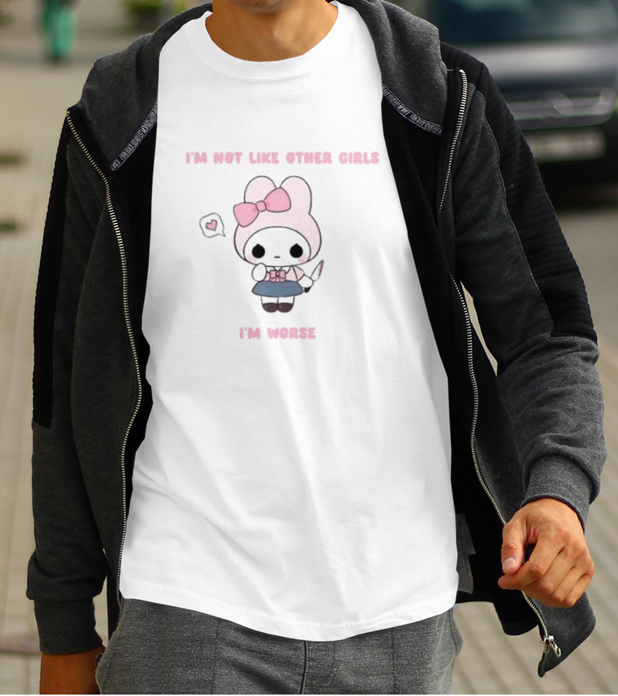 I’m Not Like Other Girls I’m Worse Cute Bunny Character Pink Bow T-Shirt