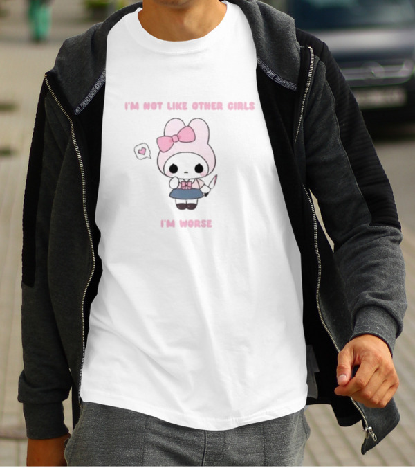 I’m Not Like Other Girls I’m Worse Cute Bunny Character Pink Bow T-Shirt