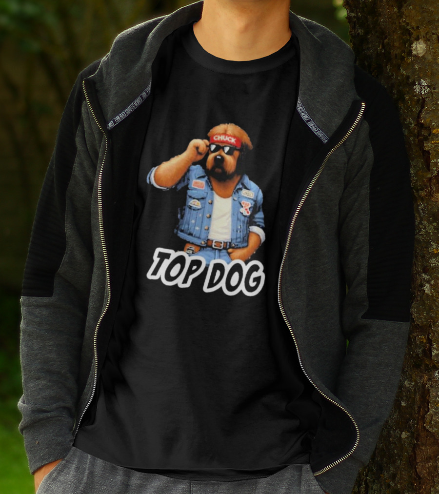 Chuckonbase Chuck Topdog Cool Denim Style Fashion Dog T-Shirt
