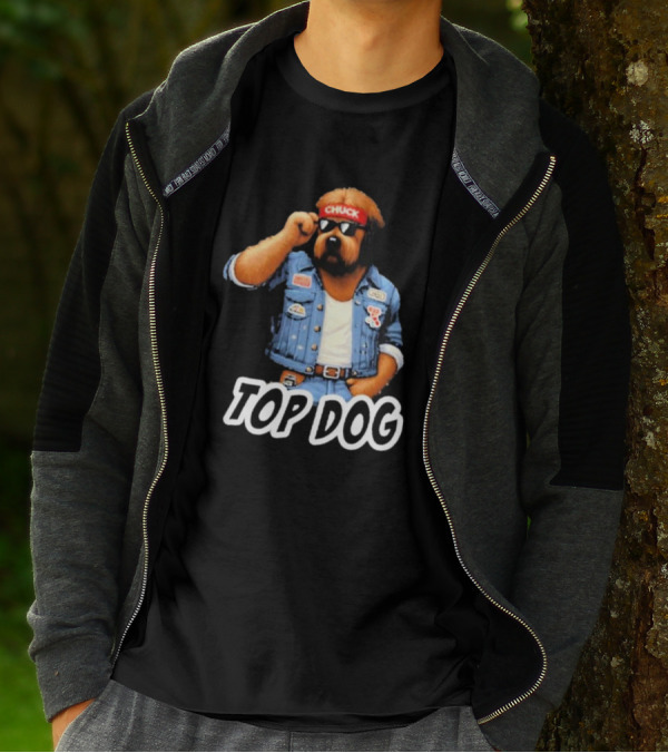 Chuckonbase Chuck Topdog Cool Denim Style Fashion Dog T-Shirt