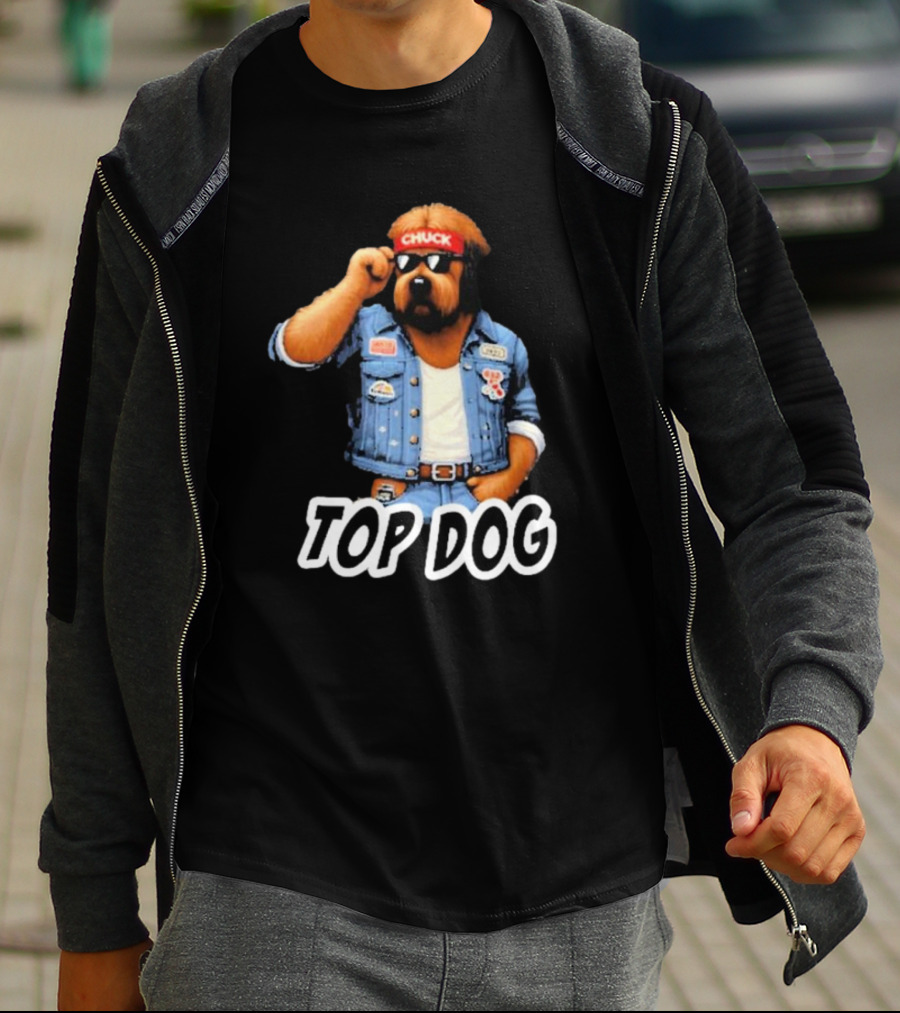 Chuckonbase Chuck Topdog Cool Denim Style Fashion Dog T-Shirt