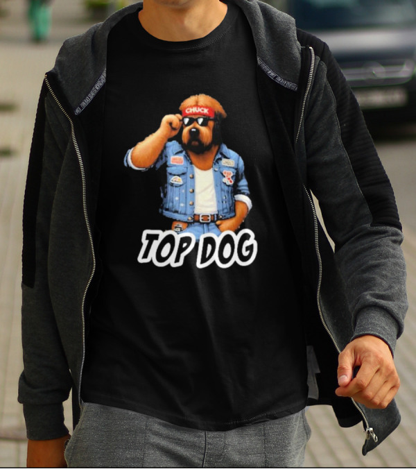 Chuckonbase Chuck Topdog Cool Denim Style Fashion Dog T-Shirt