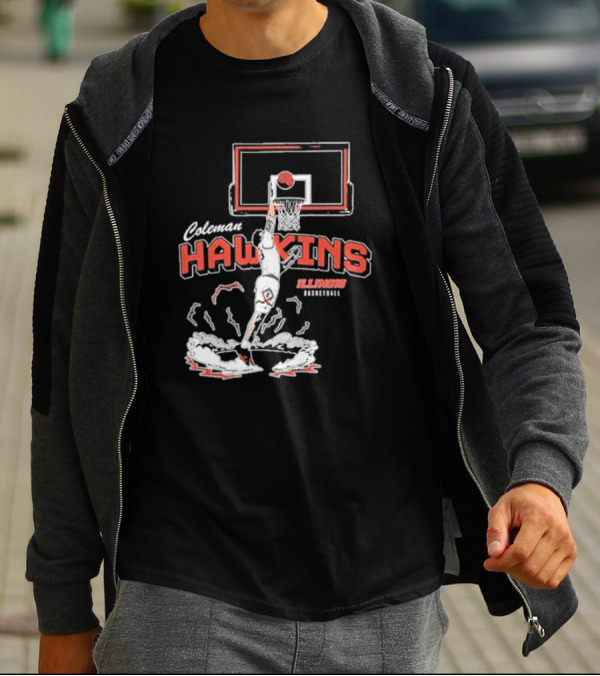 Coleman Hawkins Illinois Basketball Dunk T-Shirt