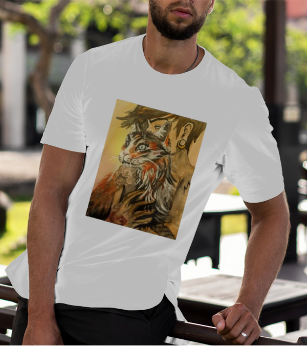 Companionship Megan Watkins Cat And Person With Tattoo And Ear Gauge T-Shirt