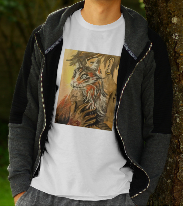 Companionship Megan Watkins Cat And Person With Tattoo And Ear Gauge T-Shirt