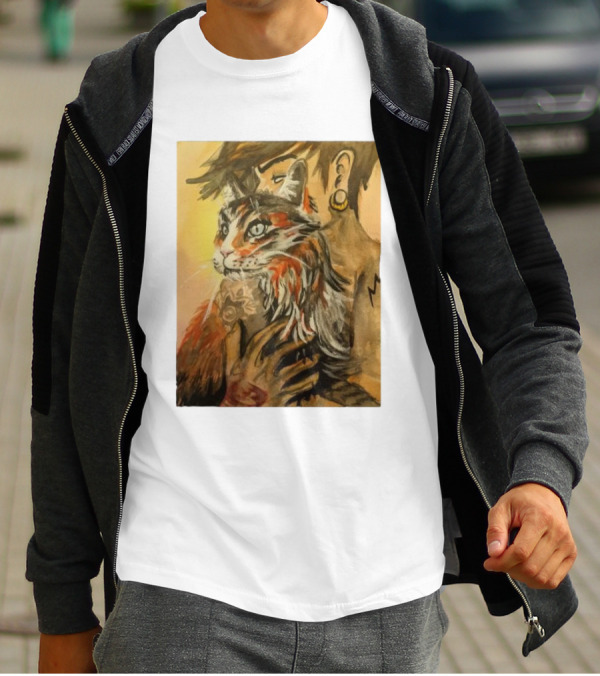 Companionship Megan Watkins Cat And Person With Tattoo And Ear Gauge T-Shirt