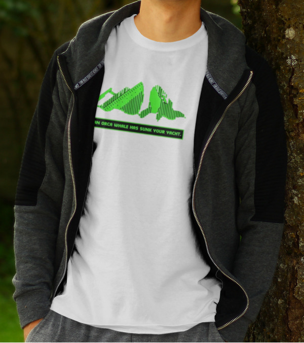 An Orca Whale Has Sunk Your Yacht Green Retro Pixel Art Aaron’s Art Room T-Shirt