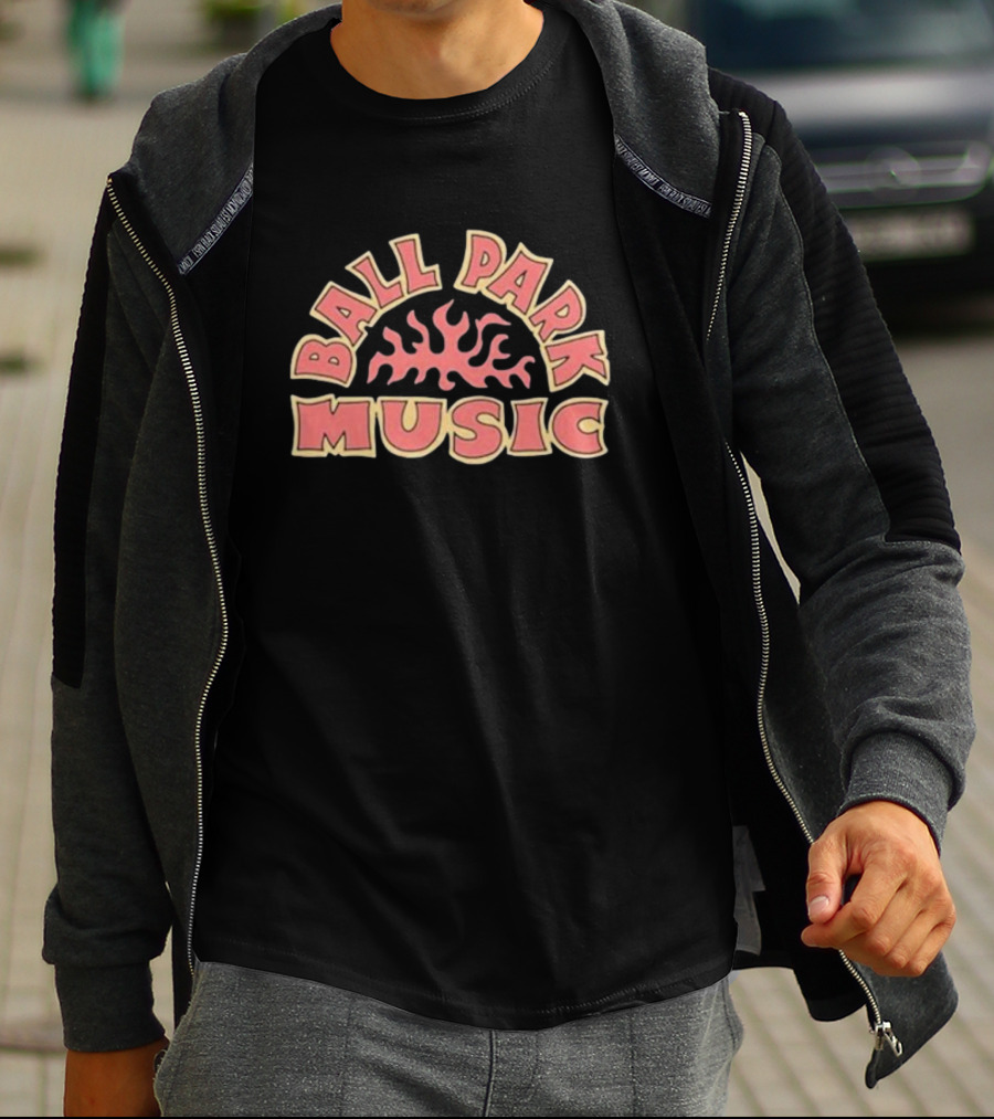 Ball Park Music Bold Retro Style Emblem With Flame Motif T-Shirt