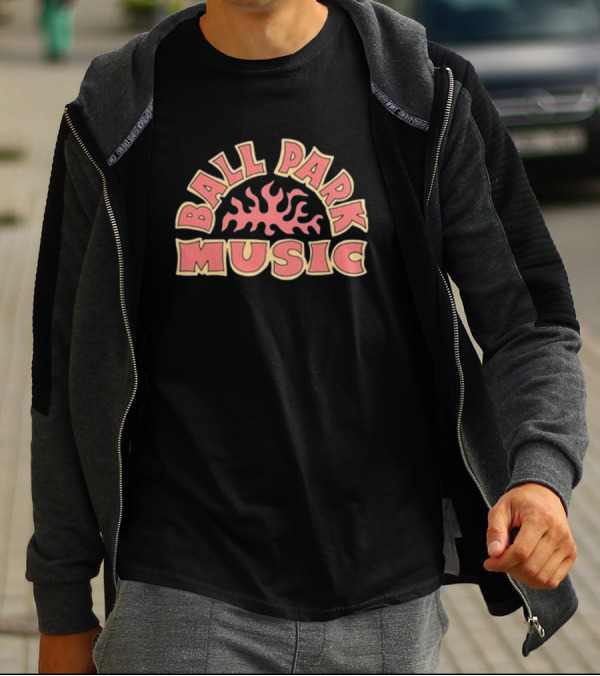Ball Park Music Bold Retro Style Emblem With Flame Motif T-Shirt