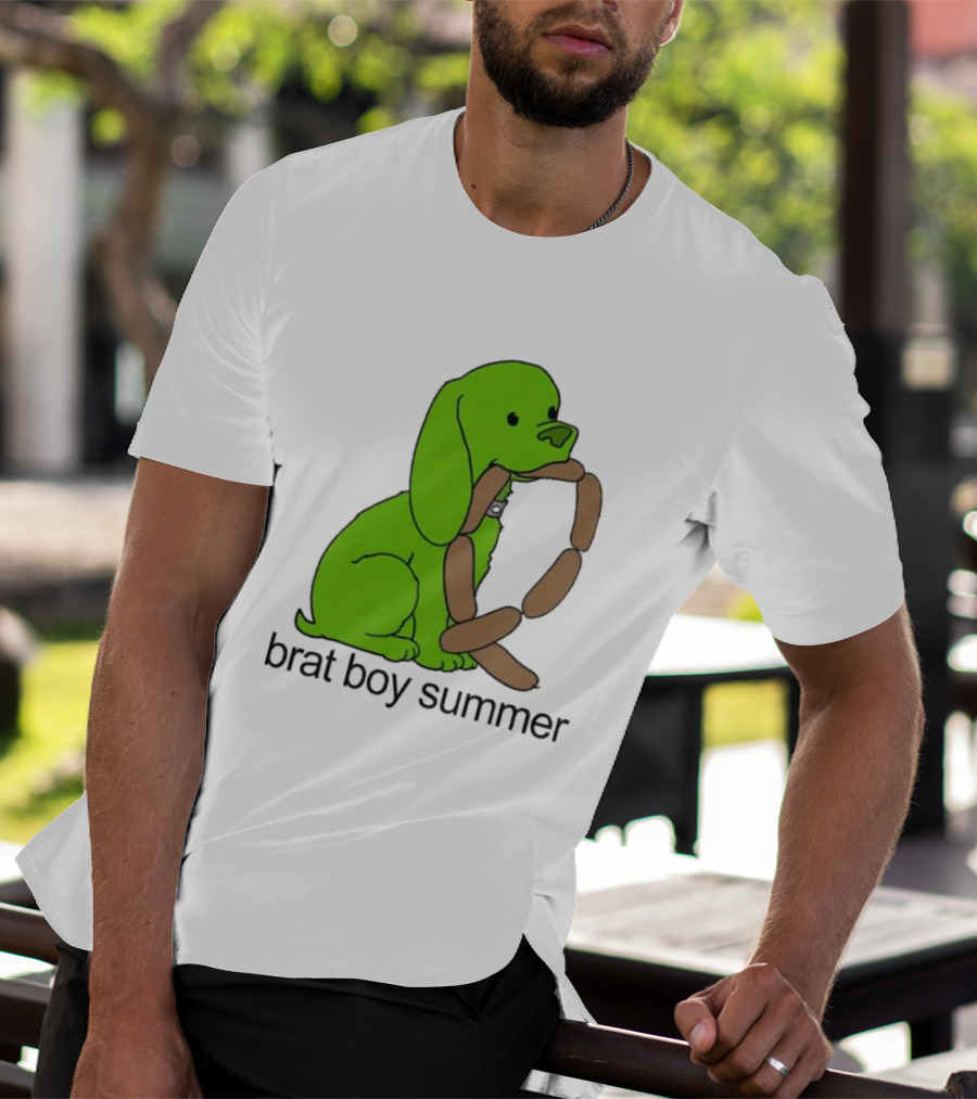 Brat Boy Summer Green Dog Sausage Chain T-Shirt