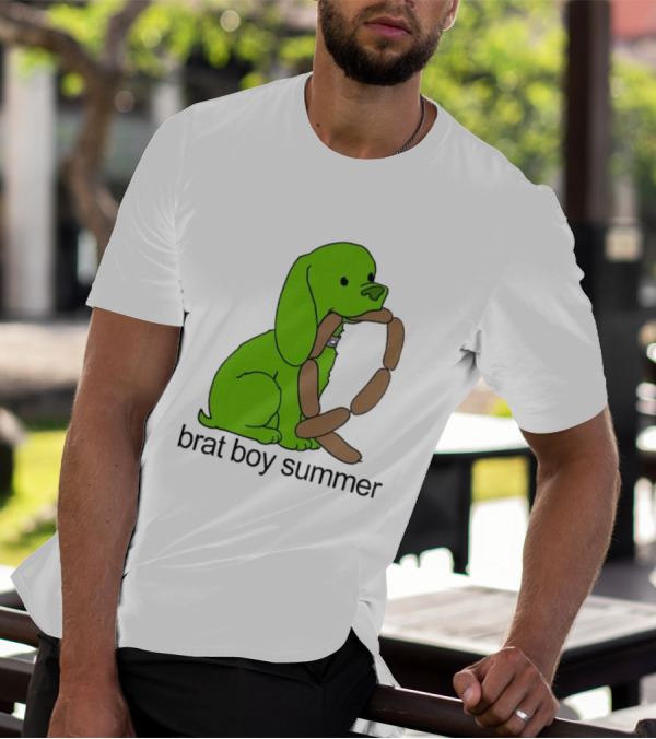 Brat Boy Summer Green Dog Sausage Chain T-Shirt