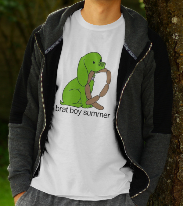 Brat Boy Summer Green Dog Sausage Chain T-Shirt