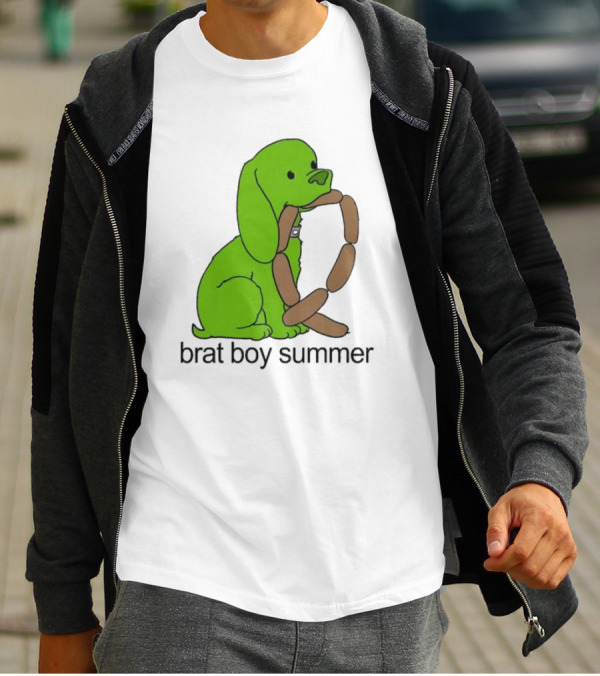 Brat Boy Summer Green Dog Sausage Chain T-Shirt