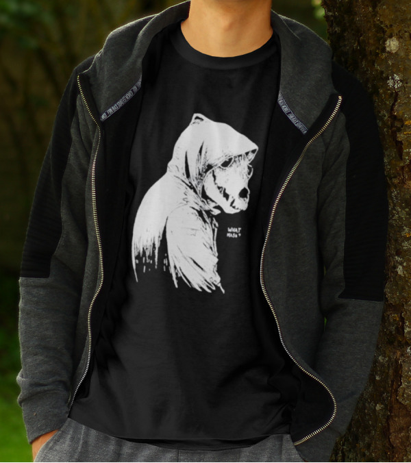 Massive Faceart What Mask Hooded Skull T-Shirt