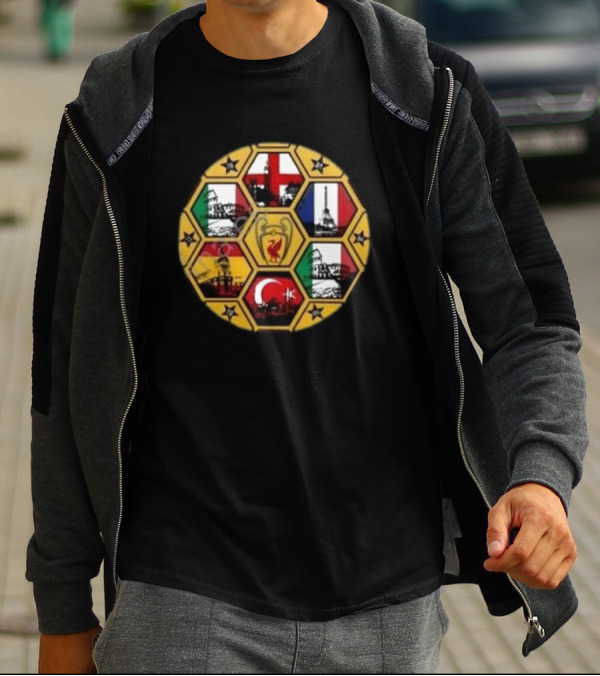 Scouse Republic We’ve Conquered All Of Europe Football Icons And National Flags T-Shirt