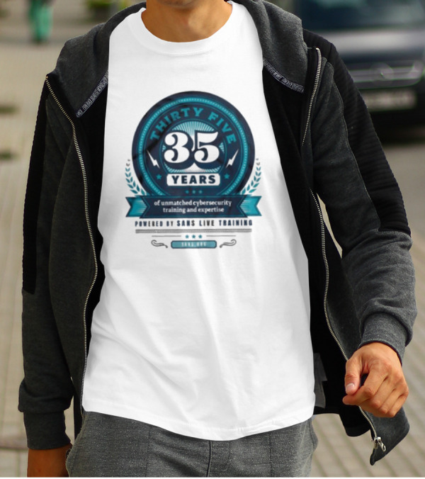 THIRTY FIVE 35 Years Of Unmatched Cybersecurity Training And Expertise Powered By SANS Live Training 100% OPC T-Shirt