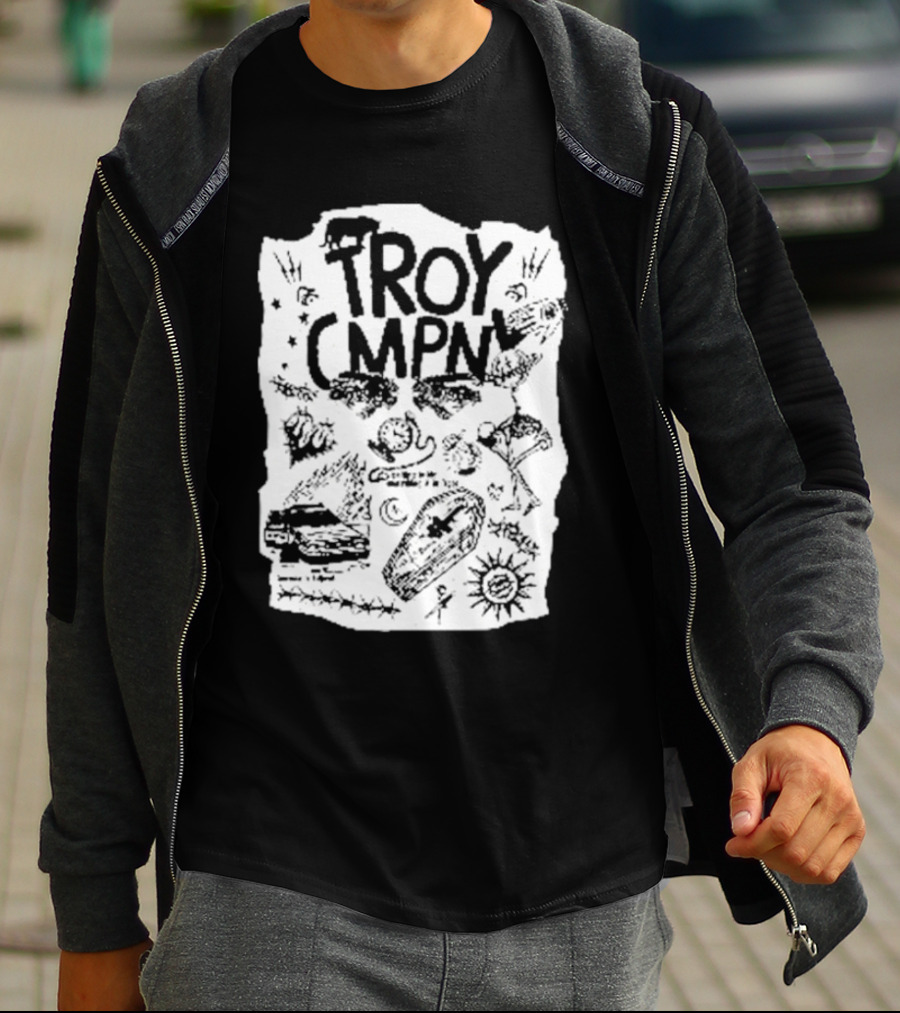 Troy CMPN Mineral Blue Death Can Come Anytime Ds 2447 Coffin Sun Stars Moon T-Shirt
