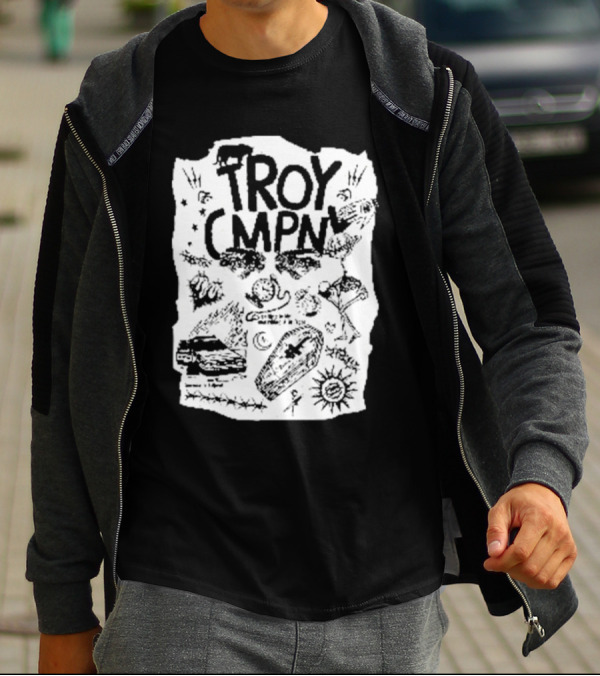 Troy CMPN Mineral Blue Death Can Come Anytime Ds 2447 Coffin Sun Stars Moon T-Shirt