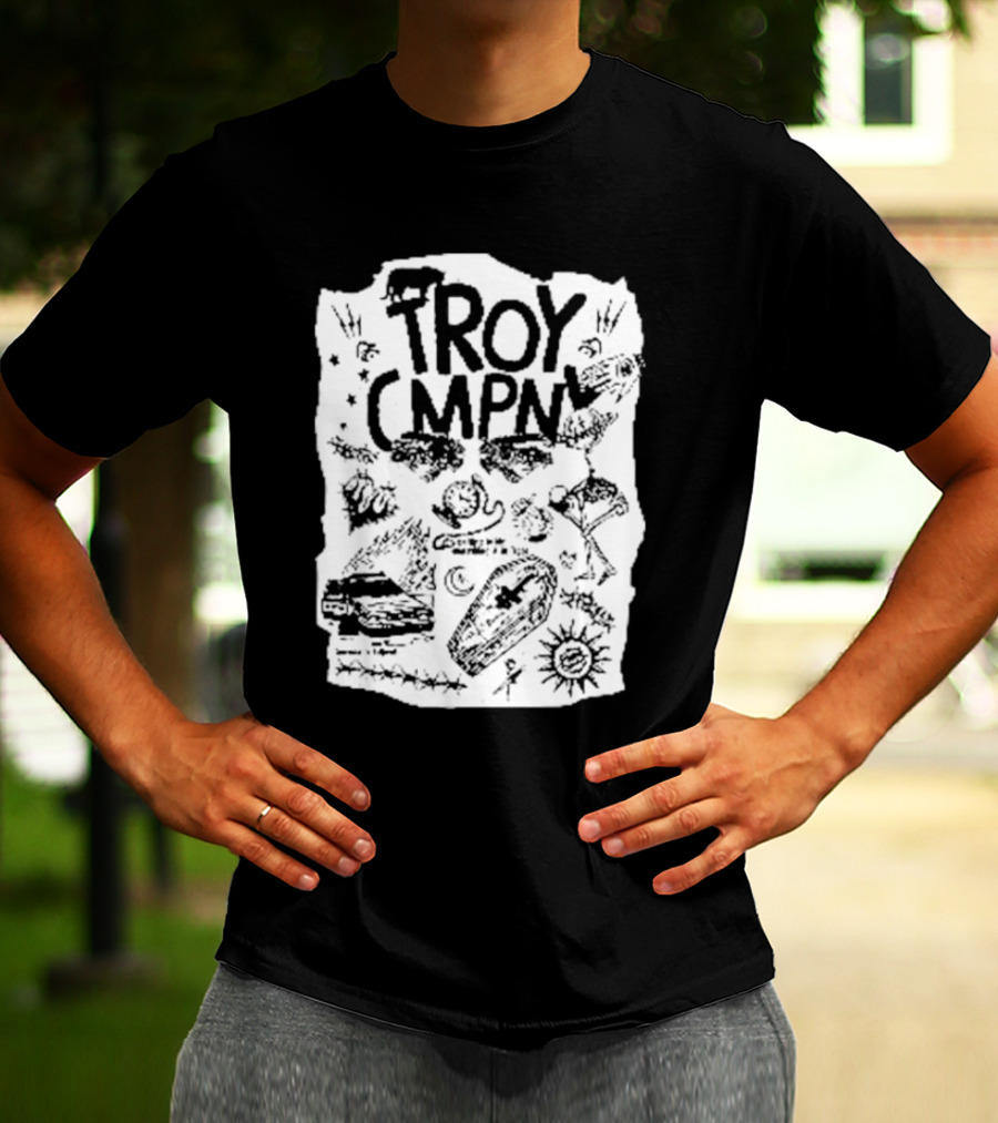 Troy CMPN Mineral Blue Death Can Come Anytime Ds 2447 Coffin Sun Stars Moon T-Shirt