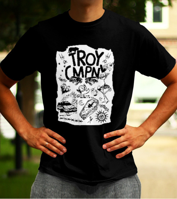 Troy CMPN Mineral Blue Death Can Come Anytime Ds 2447 Coffin Sun Stars Moon T-Shirt