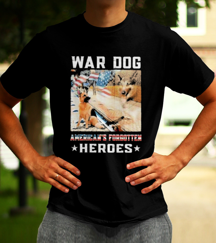 War Dog American's Forgotten Heroes Flags And German Shepherd T-Shirt
