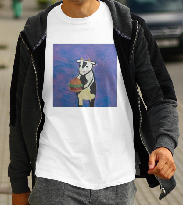 Leanbeefpatty Cow Holding Burger Carnivorous Beef T-Shirt