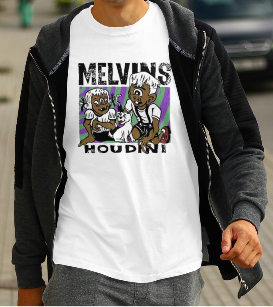 Melvins Houdini Cartoon Kids With Cat T-Shirt