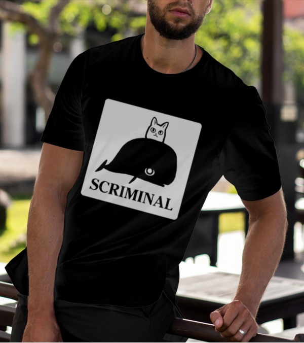 SCRIMINAL N O Marsh Scrimshaw Cat Whale T-Shirt