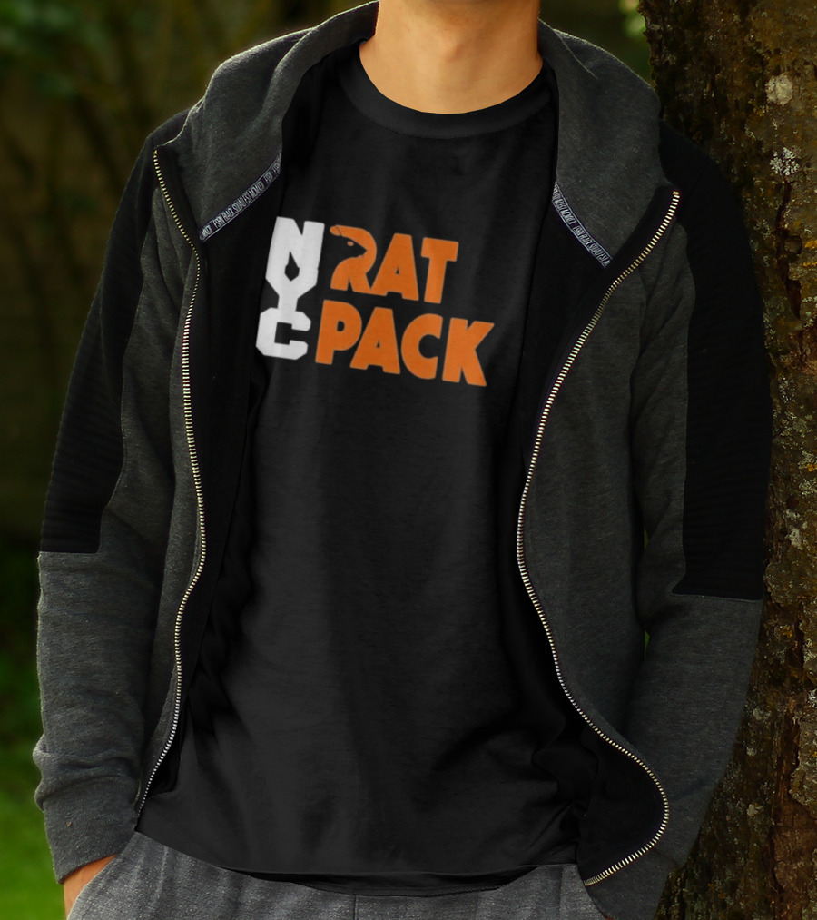 NYC Rat Pack Baseball Rat Typography T-Shirt