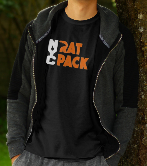 NYC Rat Pack Baseball Rat Typography T-Shirt