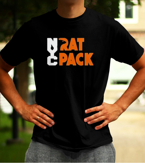 NYC Rat Pack Baseball Rat Typography T-Shirt