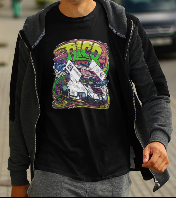Rico Abreu Number 24 Vibrant Racing Car Youth Hidden Picture T-Shirt