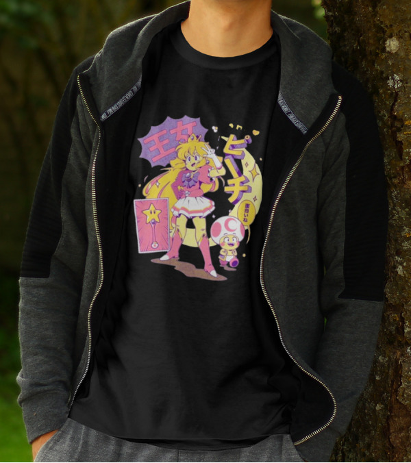 Sailor Moon Peach Toad Ilustrata Mario Princesses T-Shirt