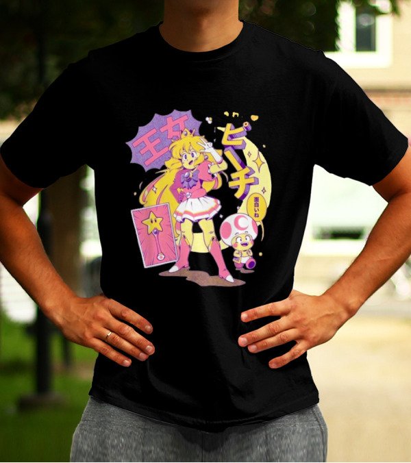 Sailor Moon Peach Toad Ilustrata Mario Princesses T-Shirt