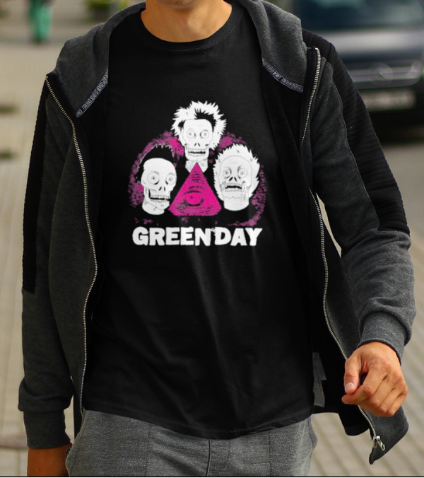 Green Day Skeletons Pink Eye Pyramid T-Shirt