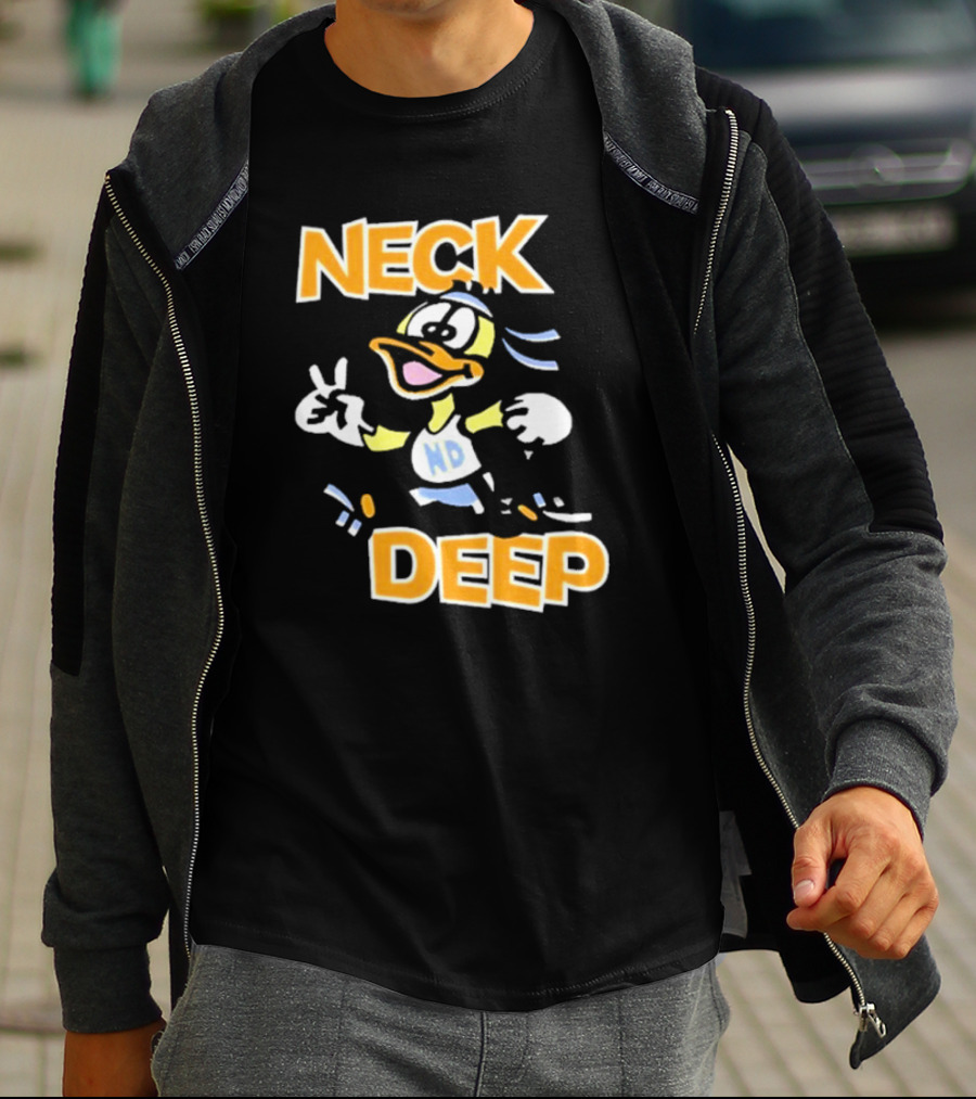 Neck Deep Duck ND Peace Sign Retro Basketball Style T-Shirt