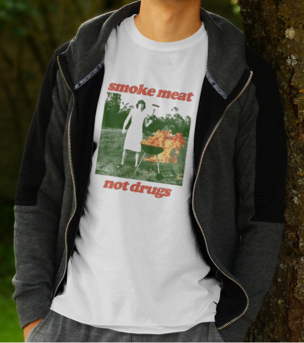 Smoke Meat Not Drugs Grilling Fire Green Scene T-Shirt