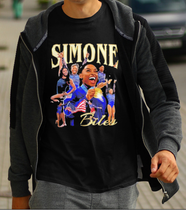 Simone Biles Olympic Gold Medalist Team USA Gymnast Paris T-Shirt