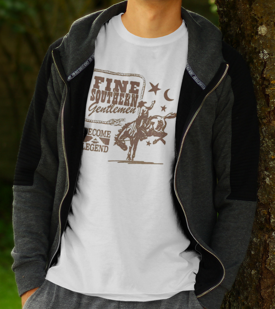 Fine Southern Gentlemen Become Legend Cowboy Moon And Stars T-Shirt