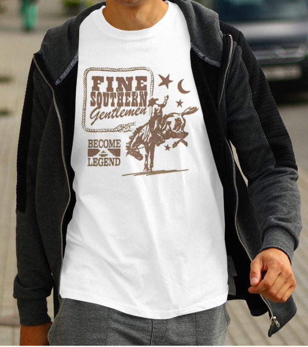 Fine Southern Gentlemen Become Legend Cowboy Moon And Stars T-Shirt