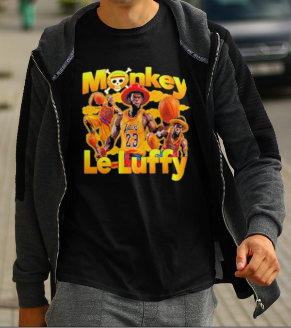 Monkey Le Luffy Lakers Basketball Crossbones Hat T-Shirt