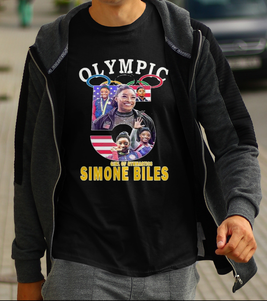 Olympic Five Rings Girl Of Gymnastics Simone Biles T-Shirt