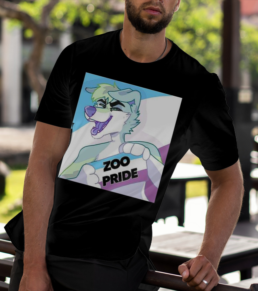 Zoo Pride Furry Character Holding Flag T-Shirt