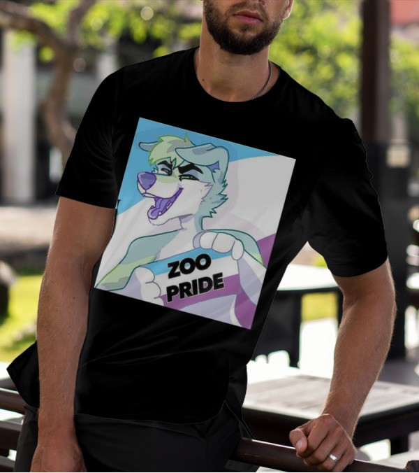 Zoo Pride Furry Character Holding Flag T-Shirt