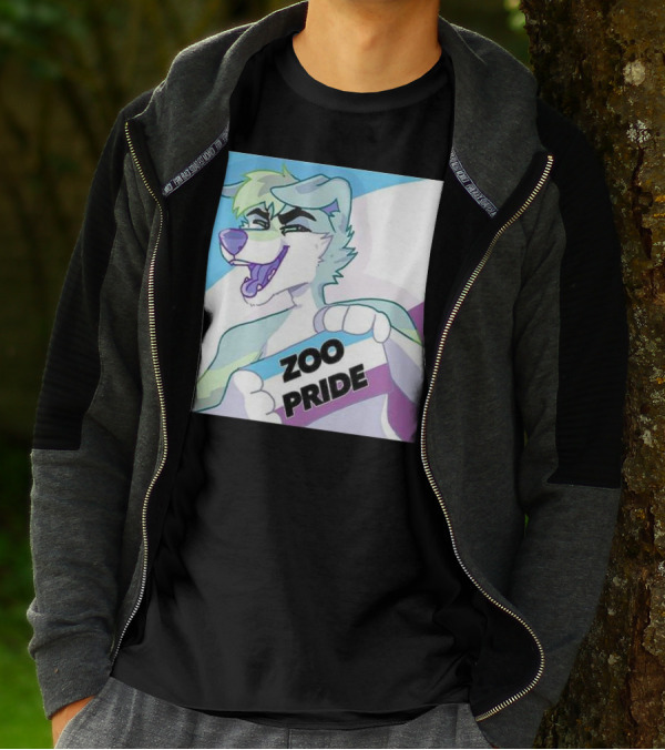 Zoo Pride Furry Character Holding Flag T-Shirt